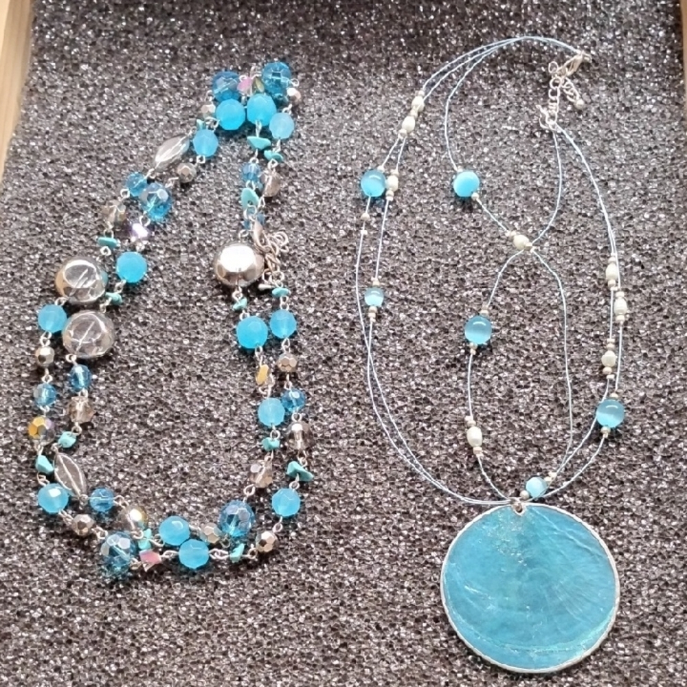 Blue Beaded Necklace Set - Picture 1 of 4